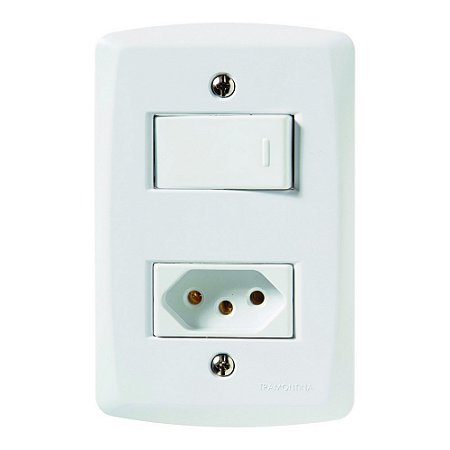 Interruptor Tramontina 01 Simples Lux2 01 Tomada 03 Pinos 10A+ Espelho 4x2 Branco