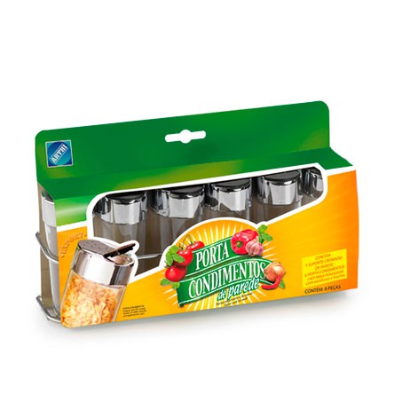 Conjunto Porta Condimentos de Parede Cromado com 07 Peças ARTHI