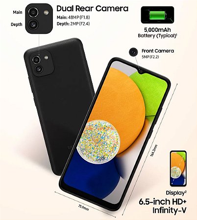 Smartphone Samsung Galaxy A03 Dual SIM 32GB GB 2 GB RAM