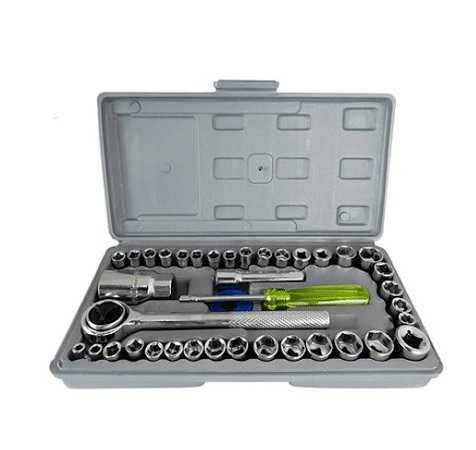 Kit Chave Catraca Reversível Jogo Profissional de Soquetes com Maleta 40 Peças