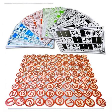 Bingo Lotto Tombola Cartelas 90 Números de Madeira