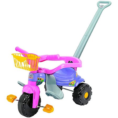 Triciclo Velotrol Infantil Bebe Motoca - Rosa + Empurrador