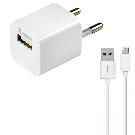 Carregador Lightning X-Tech XT-CI76 Bivolt Branco