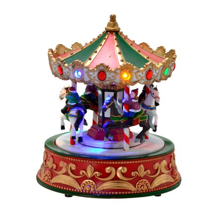 Carrossel Natalino com Luz Som e Movimento 19x19x21 cm Mabruk