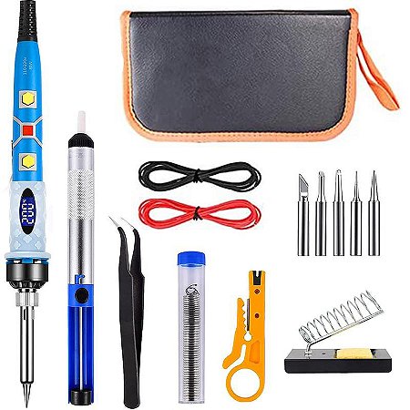 Ferro de Solda de 80W Completo Kit Máquina de Soldagem EletrônicaTemperatura Ajustável