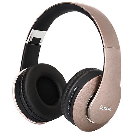Fone de Ouvido sem Fio Quanta com Bluetooth e Microfone Rosa com Preto
