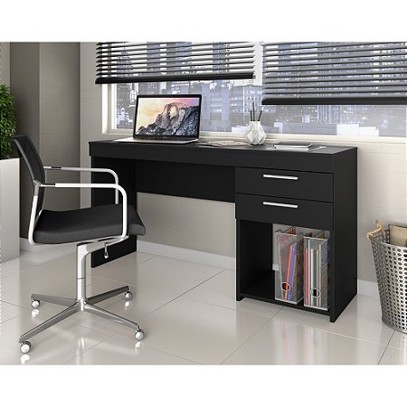 Mesa Office para Escritório 1,20m 02 Gavetas Preto NOTÁVEL