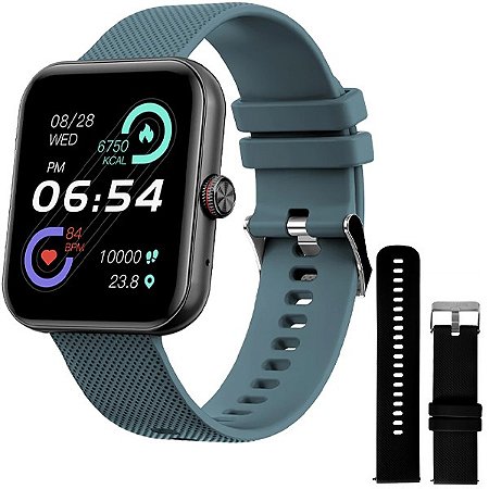 Relógio Smartwatch Aiwa Life AWSF6N com Bluetooth Azul com Preto