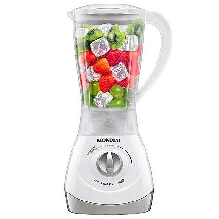 Liquidificador Mondial Power 2i NL-26 550 Watts com 02 Velocidades + Pulsar 220V ~ 50 / 60 Hz Branco