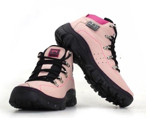 BOTA CATERPILLAR FEMININA COM DETALHES ROSA