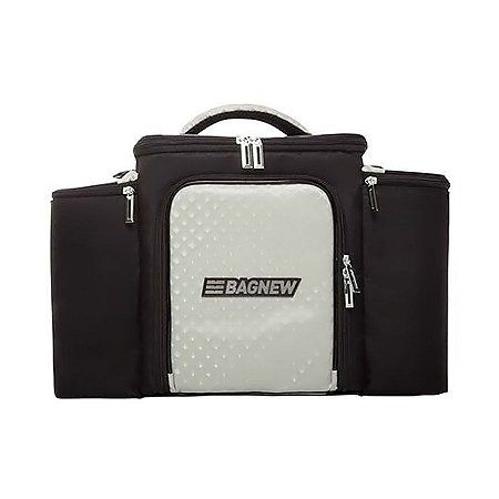 Fitness Bolsa Fashion Térmica com 04  Potes Preta com Prata Bag New