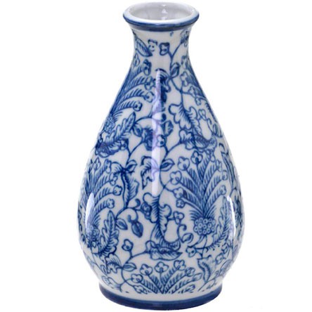 Mini Vaso em Cerâmica Azul com Branco Mabruk