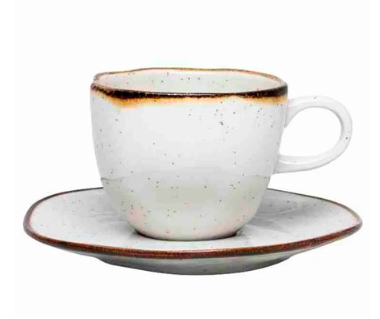 Xícara de Porcelana para Chá com Pires Maresia Off White 220ml 02 Peças OXFORD