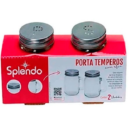 Conjunto de Porta Condimentos com Alça Prata 09 cm com 02 Peças