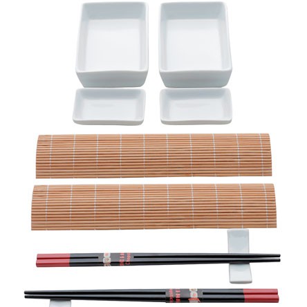 Conjunto para Sushi de Bambu e Cerâmica Kyoto com 10 Peças LYOR