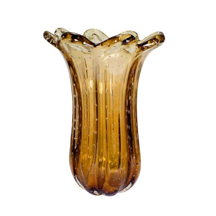 Vaso de Murano Everest Âmbar 33x40 cm Cristais Labone