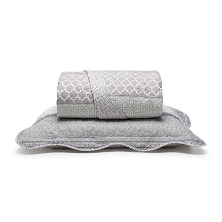 Colcha King 2,6M x 2,8M Boutis Dinis 02 Cinza SANTISTA