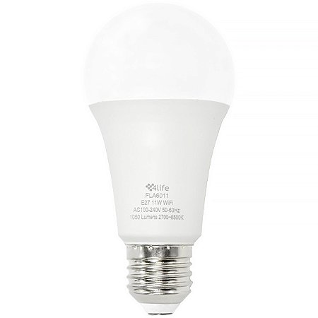 Lâmpada LED 4LIFE Chroma + E27 de 11 watts com 1.050 Lúmens Bivolt Suporta Comandos de Voz através das Assistentes Virtuais Alexa e Google Assistente Branco