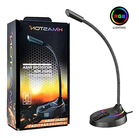 Games - Microfone Gamer Usb Jogos Profissional Led Mesa Computador