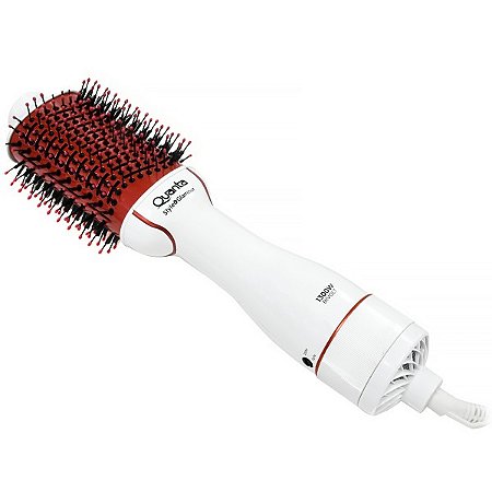 Escova Elétrica Quanta QTES6000N Style&Glamour 2 in 1 com 1.300 watts Bivolt Branco com Vermelho