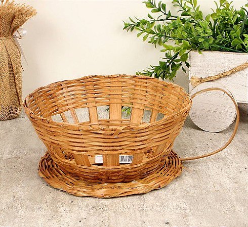 Cesta Xícara Pequena Bambu Decoração Cestas Café Presente