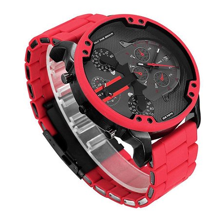 Relógio Masculino Grande Calendário de Luxo Dial de Alta-End Luxo e Moda Vermelho