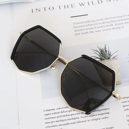 Óculos de Sol Feminino Retrô Harajuku Polygon Moda Proteção UV
