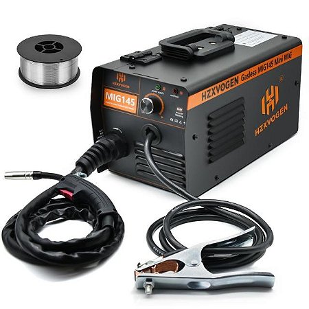 Máquina de Solda a Gás Mig Welder MIG145 sem Encaixe 0,6 mm 0,8mm com Núcleo de Fluxo para Solda Doméstica Preto