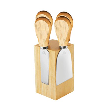 Jogo de Utensílios de MDF para Queijo com Suporte 04 Peças UNY GIFT