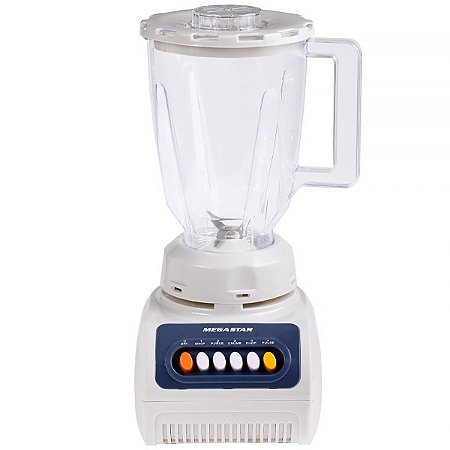 Liquidificador MEGA STAR KC1838CB 300 watts 4 Velocidades + Pulsar 220V ~50/60Hz  Branco com Azul