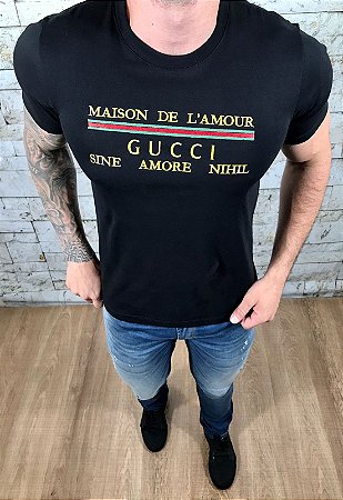 Camiseta Masculina GUCCI Preto Maison de L'Amour