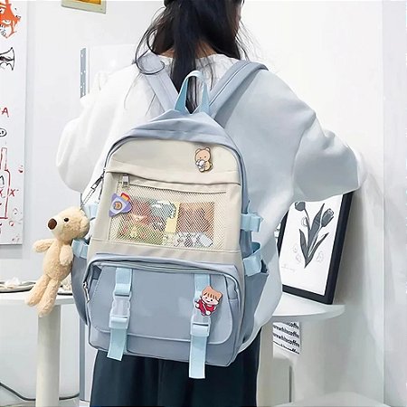 Mochila Universitária Escolar Feminina Impermeável com Porta Notebook