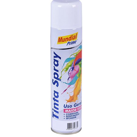 Tinta Spray Multiuso 400ml Branco Brilhante MUNDIAL PRIME