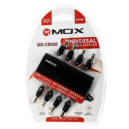 Carregador Universal para Notebook MOX MO-CB880 de 80 Watts Preto