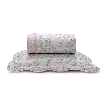 Colcha Casal de 2,2M x 2,4M Boutis Naturale 2 Rosa SANTISTA