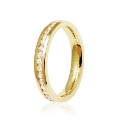 Aliança Folheada a Ouro Reta 4 mm Cravejada