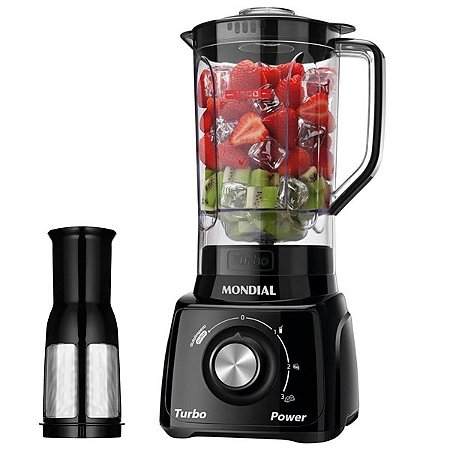 Liquidificador Mondial Turbo Power L-99-FB 550 Watts com 03 Velocidades + Pulsar 220V ~ 50 / 60 Hz Preto