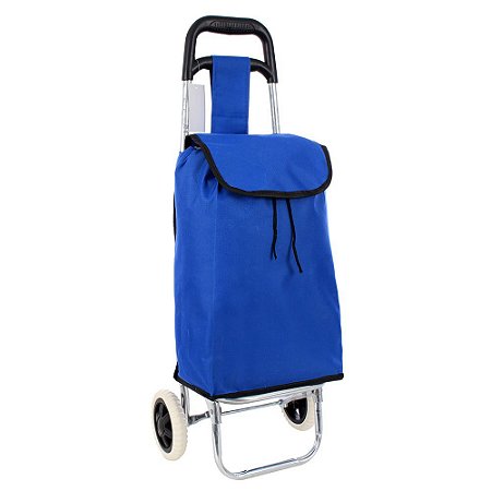 Carrinho de Feira para Compras com Bolsa Dobrável Azul