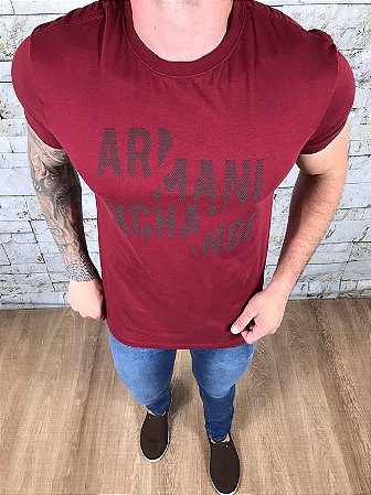 Camiseta Masculina ARMANI A|X Vinho Estampada