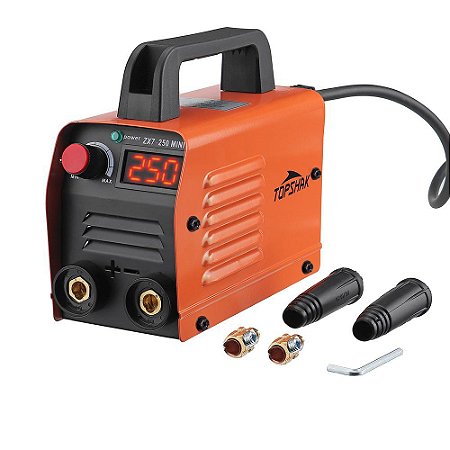 Mini Máquina de Soldagem Elétrica Portátil Digital Display TOPSHAK ZX7-250 250A 220V Laranja
