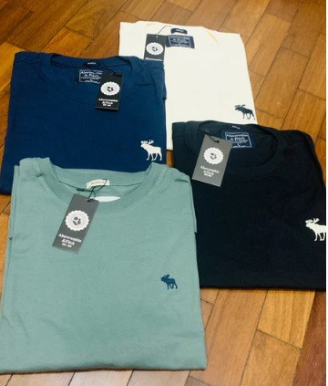 Camiseta Masculina ABERCROMBIE & FITCH Cores Coleção Básica Logo Bordado