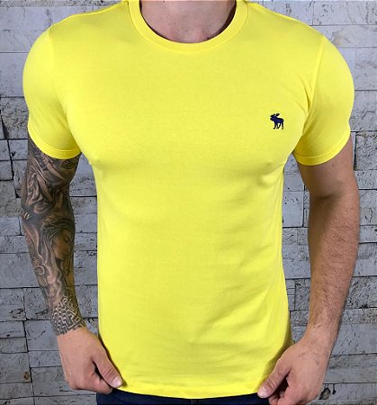 Camiseta Masculina ABERCROMBIE & FITCH Amarelo Básica