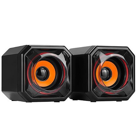 Caixa de Som Speaker Quanta 2 de 5 Watts com Mini Jack 3.5 mm Preto com Laranja