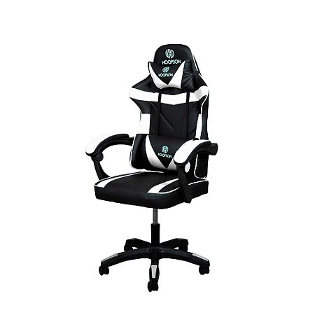 Games - Cadeira Gamer Hoopson Giratória com Braço Preto com Branco