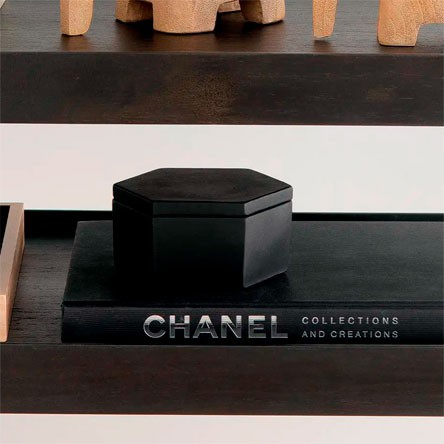 Potiche em Cimento Hexagono 06cm Preto MART