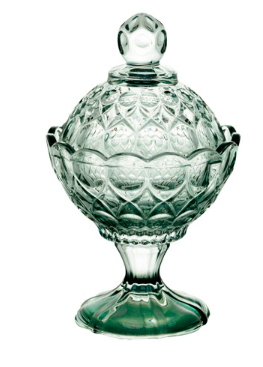 Potiche ROJEMAC em Cristal Angel Verde com Pé 16cm