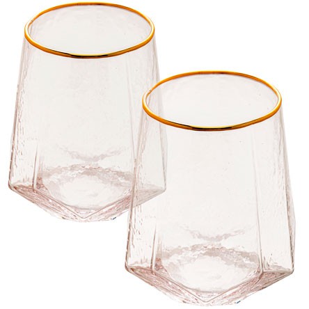 Conjunto de Copos de Cristal ROJEMAC com Borda 550ml 02 Peças Dourado