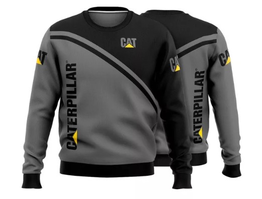 Moletom Unissex CAT Caterpillar sem Capuz Cinza