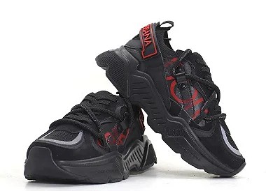Tênis Masculino DOLCE & GABBANA Daymaster2 Couro Cano Baixo Preto e Vermelho