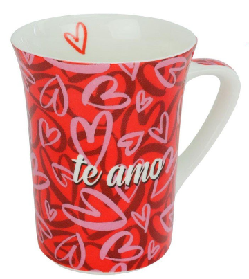 Caneca de Cerâmica Tulipa Temática Te Amo 320ml WELLMIX